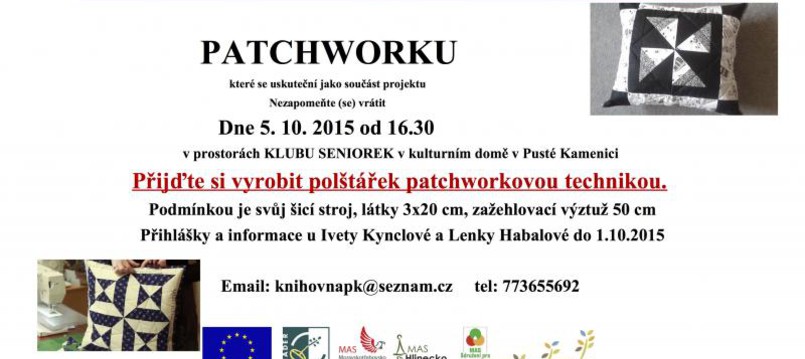 Pozvánka - Šití polštářků patchworkovou technikou