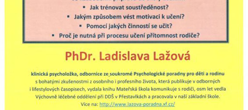 Pozvánka ZŠ a MŠ Proseč na besedu pro rodiče