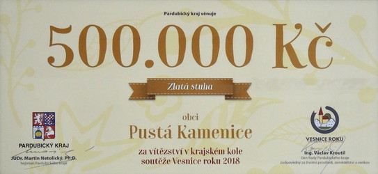 Vesnice roku 2018 v Pardubickém kraji - Zlatá stuha - za vítězství v krajském kole - foto č. 2