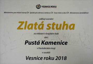 Vesnice roku 2018 v Pardubickém kraji - Zlatá stuha - za vítězství v krajském kole - foto č. 4