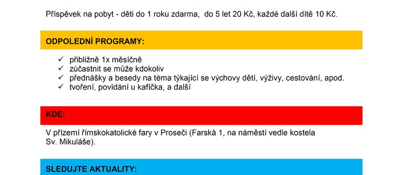 Pozvání do Rodinného centra Mikeš v Proseči