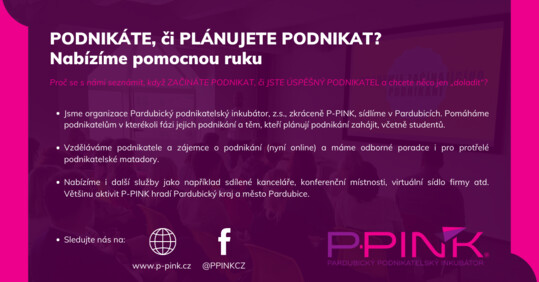 Pardubický podnikatelský inkubátor, P-PINK - informace pro podnikatele