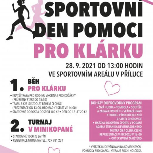 Den pomoci pro Klárku - pozvánka na charitativní akci