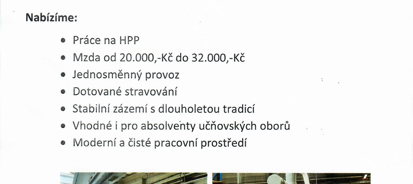 Nabídka volných pracovních míst - Firma MIAS OC spol. s.r.o., Krouna