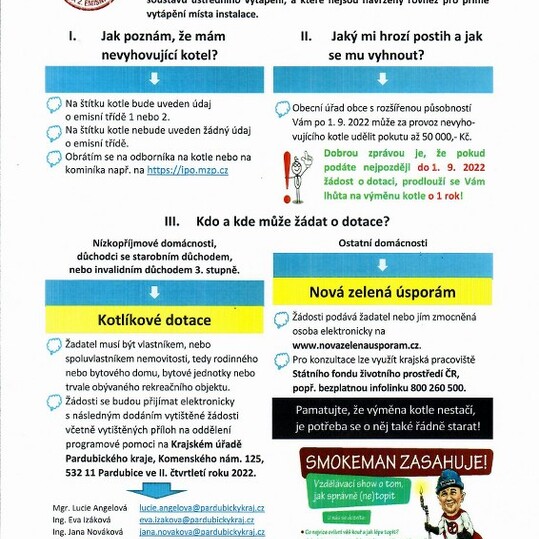 Zlepšení kvality ovzduší v obcích - informace z Pardubického kraje